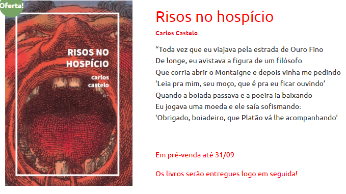 "Risos no Hospício" de Carlos Castelo em Pré-venda