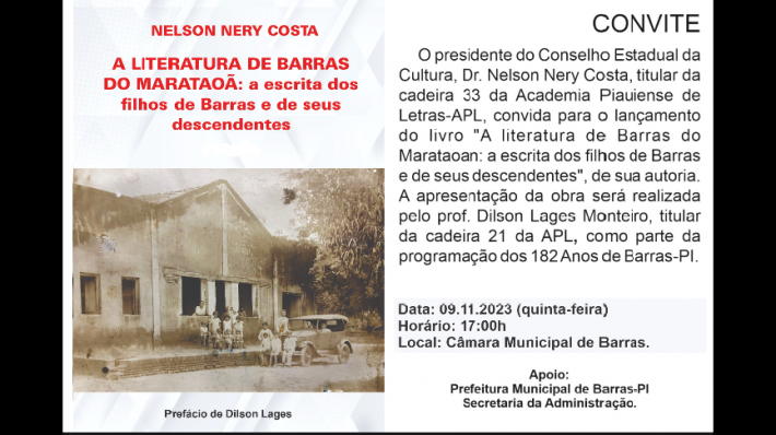 Barras do Marataoã ganha livro sobre a literatura de seus escritores