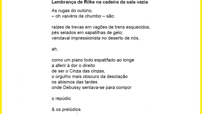 Lembranças De Rilke Na Cadeira Da Sala Vazia