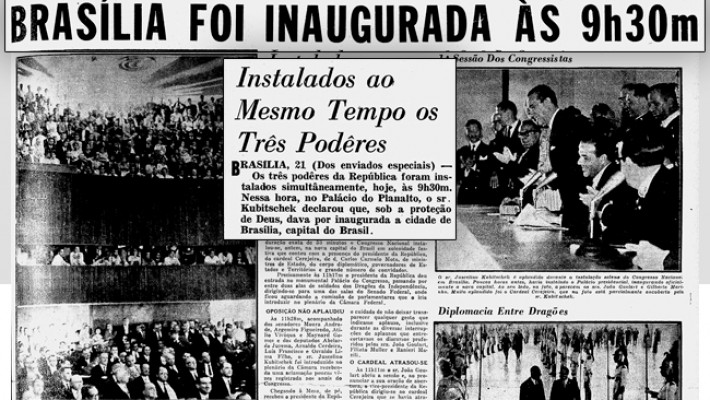 Impressa destaca inauguração de Brasília em 21 de abril de 1960.