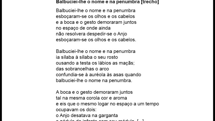 Balbuciei-lhe o nome e na penumbra [trecho]