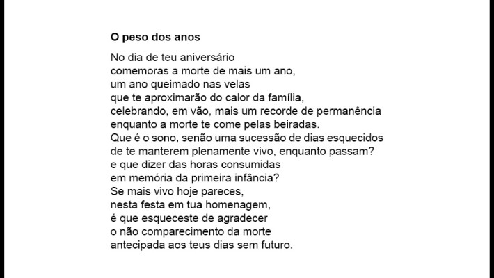 O peso dos anos