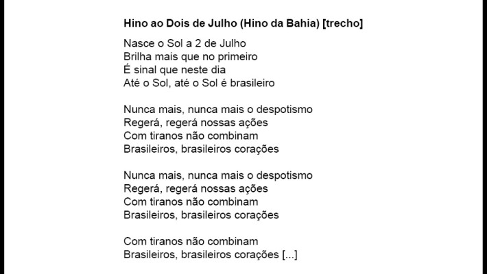 Hino ao Dois de Julho (Hino da Bahia) [trecho]