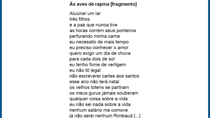 Às aves de rapina [fragmento]