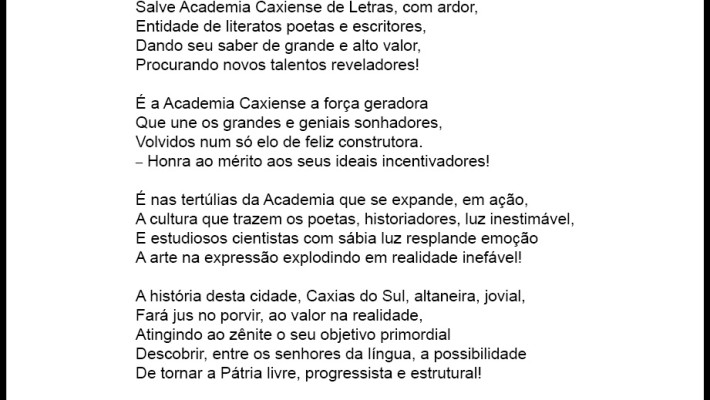 Saudação à Academia Caxiense de Letras